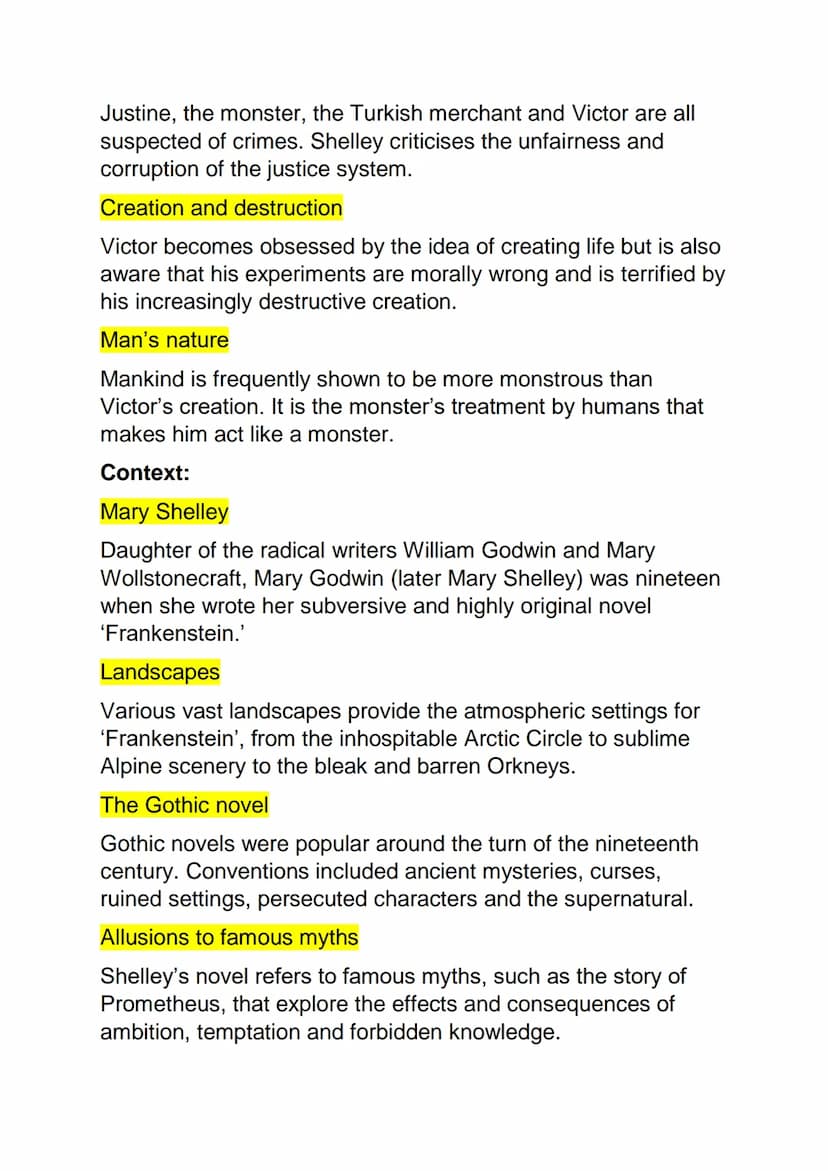 Frankenstein notes:
Characters:
Robert Walton
A determined and adventurous young man. Victor Frankenstein
tells his 'strange and terrific st