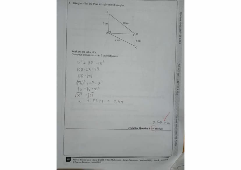Write your name here
Surname
UNIDA
Pearson Edexcel
Level 1/Level 2 GCSE (9-1)
S48574A
Centre Number
Mathematics
Paper 2 (Calculator)
Sample 