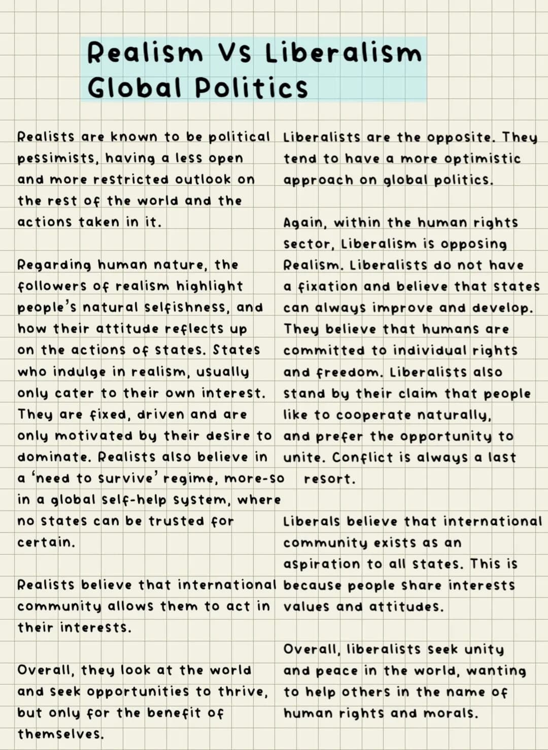 
<h2 id="introduction">Introduction</h2>
<p>In the realm of global politics, two prominent ideologies, realism and liberalism, shape how ind
