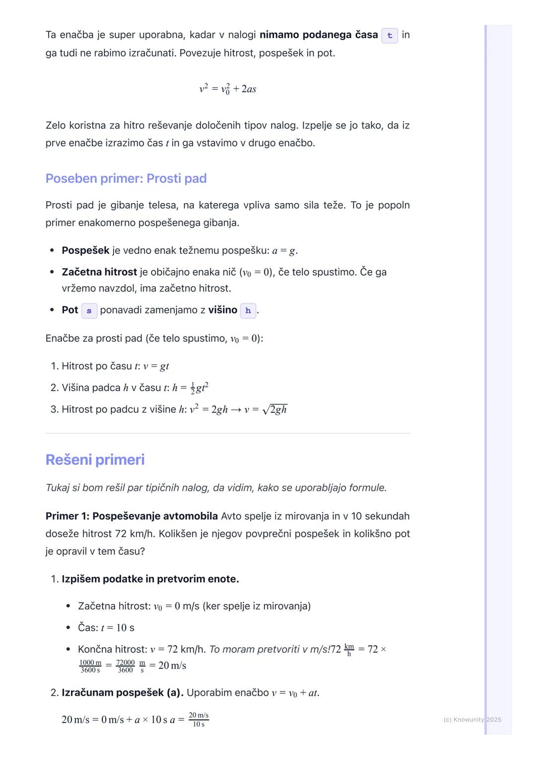 # 2.4. Enakomerno pospešeno
gibanje

Kaj je enakomerno pospešeno gibanje?

To je gibanje, pri katerem se hitrost telesa spreminja enakomerno