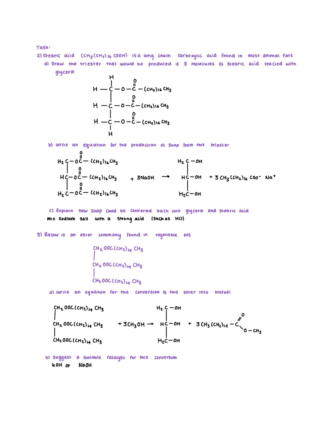 Carboxylic acids and Esters
Carboxylic Acids
weak acids - Partially dissociate into carboxylate con and an H* lon Ihigher PH)
reversible rea