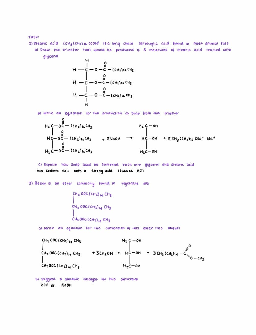 Carboxylic acids and Esters
Carboxylic Acids
weak acids - Partially dissociate into carboxylate con and an H* lon Ihigher PH)
reversible rea