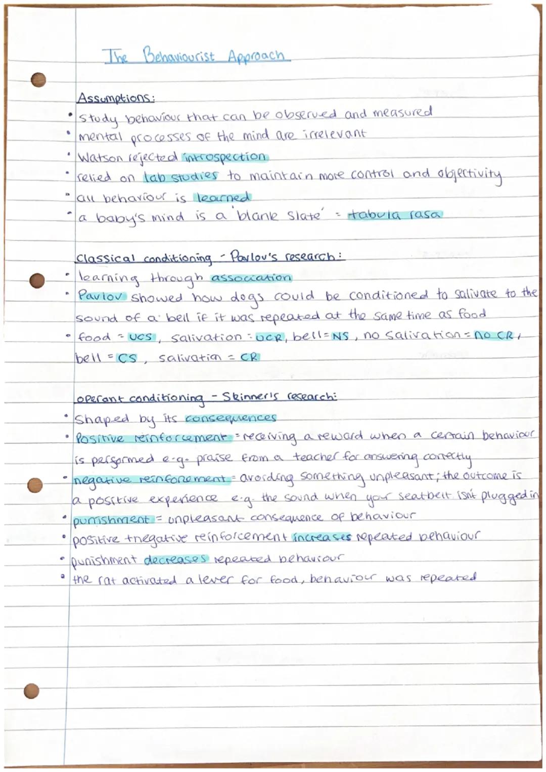 The Behaviourist Approach 