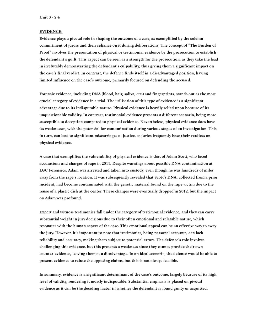 Criminology Unit 3 - AC:2.4 Example