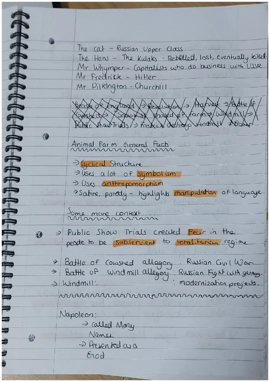 English Literature Paper tr
Animal Farm
Context: Why was animal Farm Written?
→George Orwell Wrote animal farm as an allegory
for the events