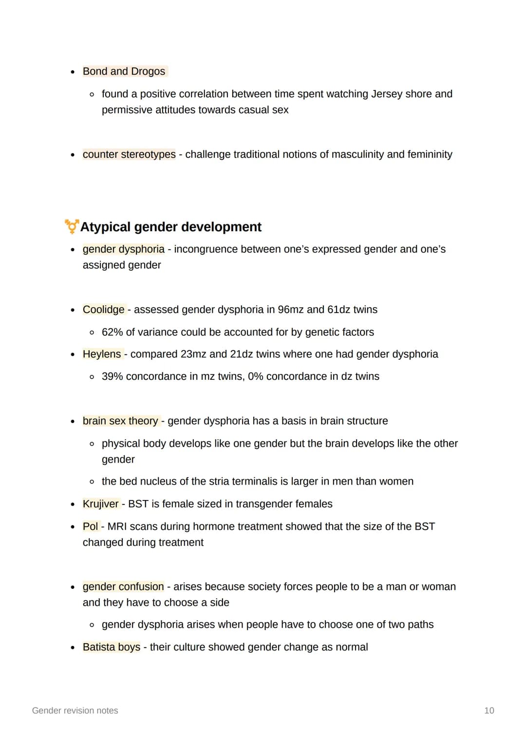 ili
Gender revision notes
Sex and gender
• sex - biological factors that determine whether the person is biologically male,
female or inters