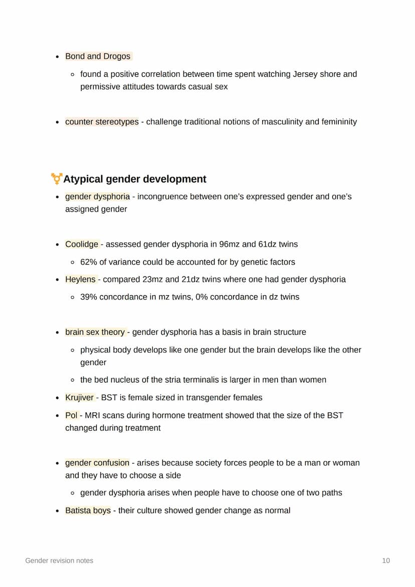 ili
Gender revision notes
Sex and gender
• sex - biological factors that determine whether the person is biologically male,
female or inters