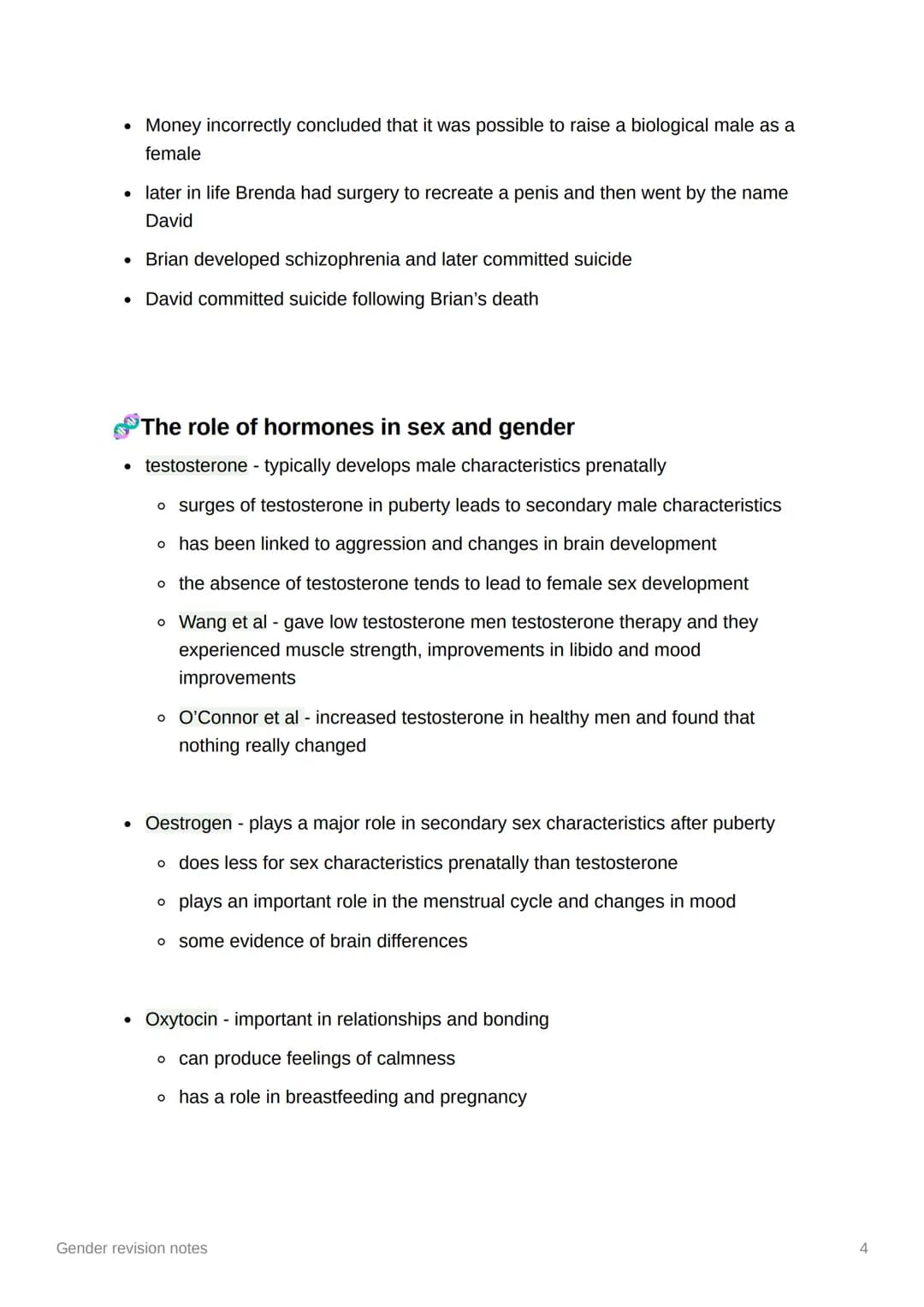 ili
Gender revision notes
Sex and gender
• sex - biological factors that determine whether the person is biologically male,
female or inters