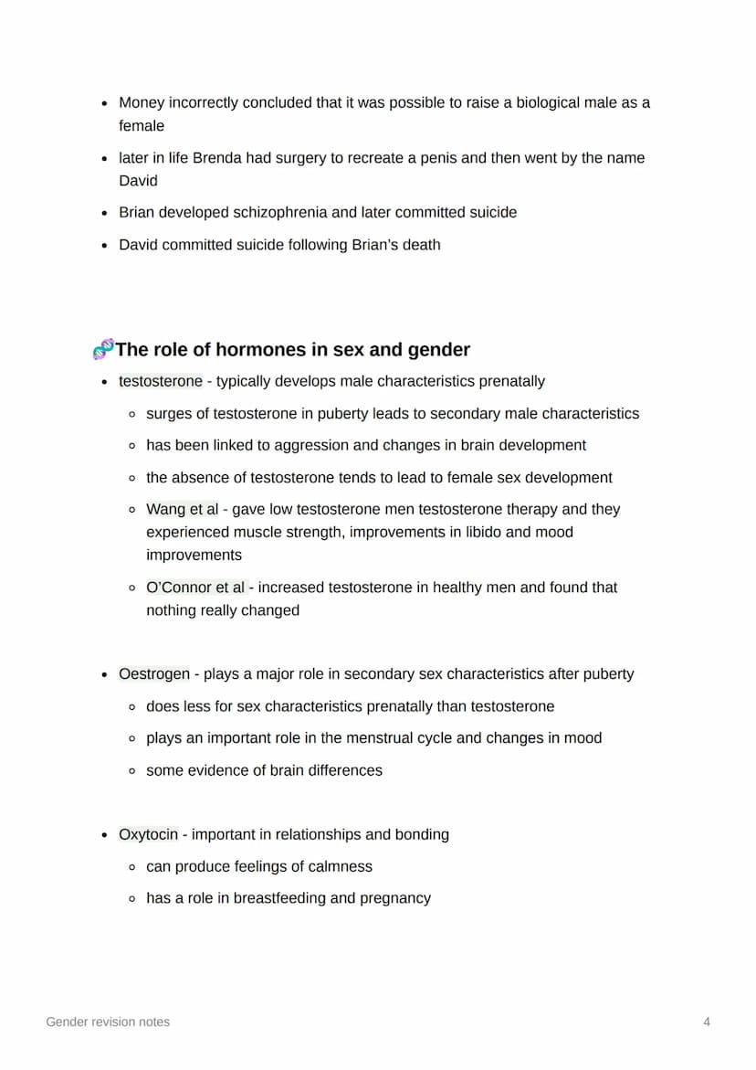 ili
Gender revision notes
Sex and gender
• sex - biological factors that determine whether the person is biologically male,
female or inters