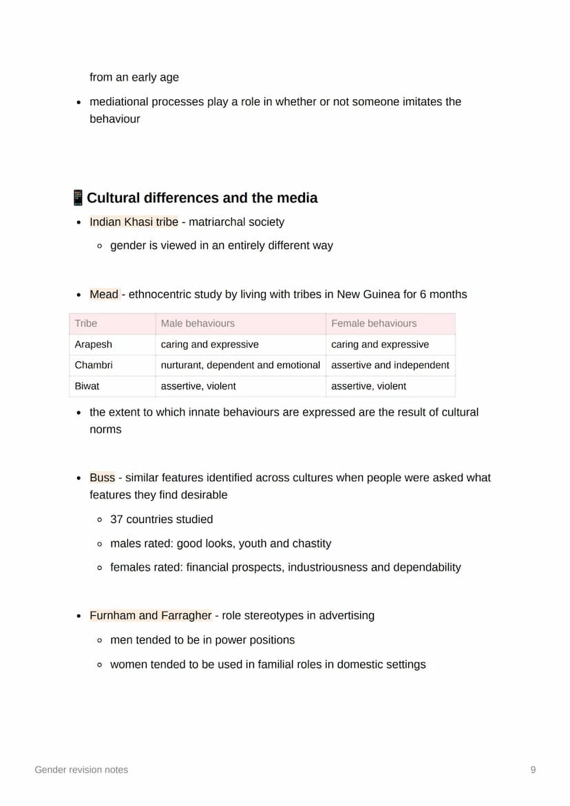 ili
Gender revision notes
Sex and gender
• sex - biological factors that determine whether the person is biologically male,
female or inters