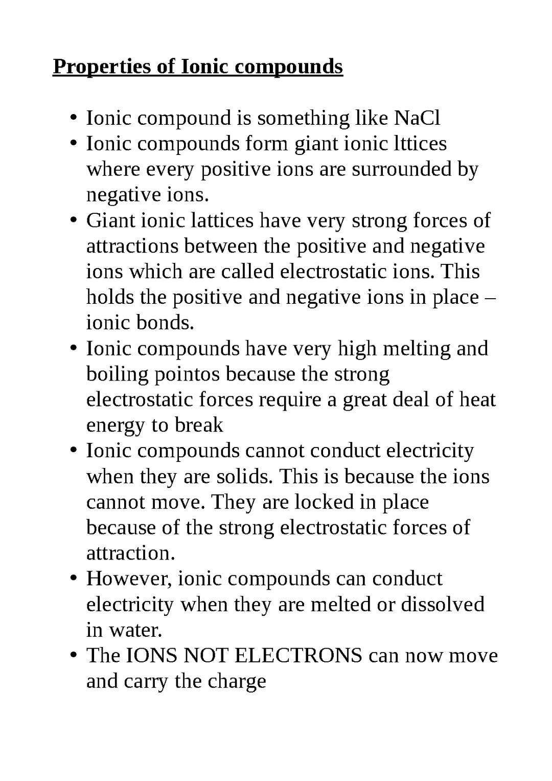 Properties of Ionic Compounds