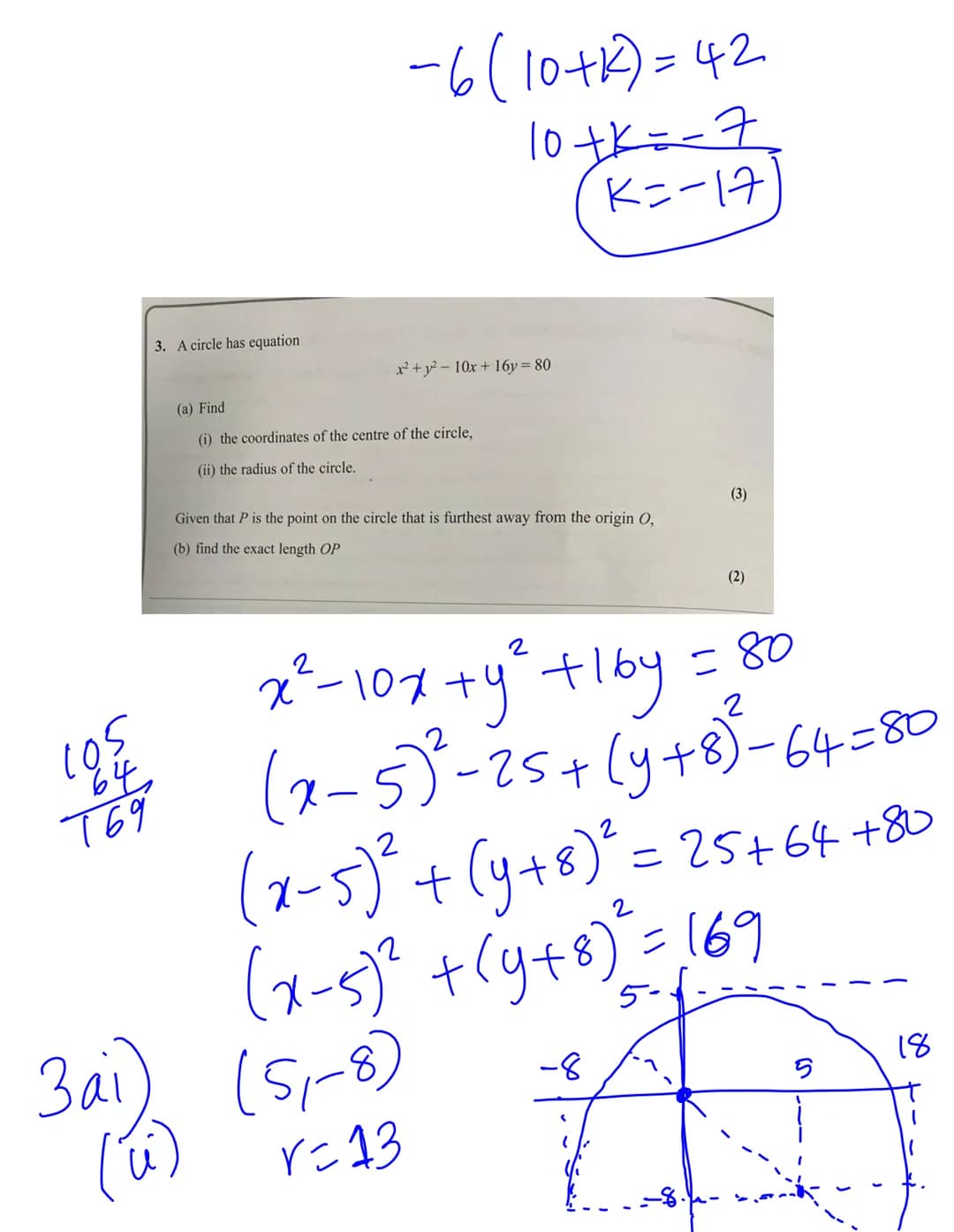 1. The point P(-2,-5) lies on the curve with equation y = f(x), xeR
Find the point to which P is mapped, when the curve with equation y = f(