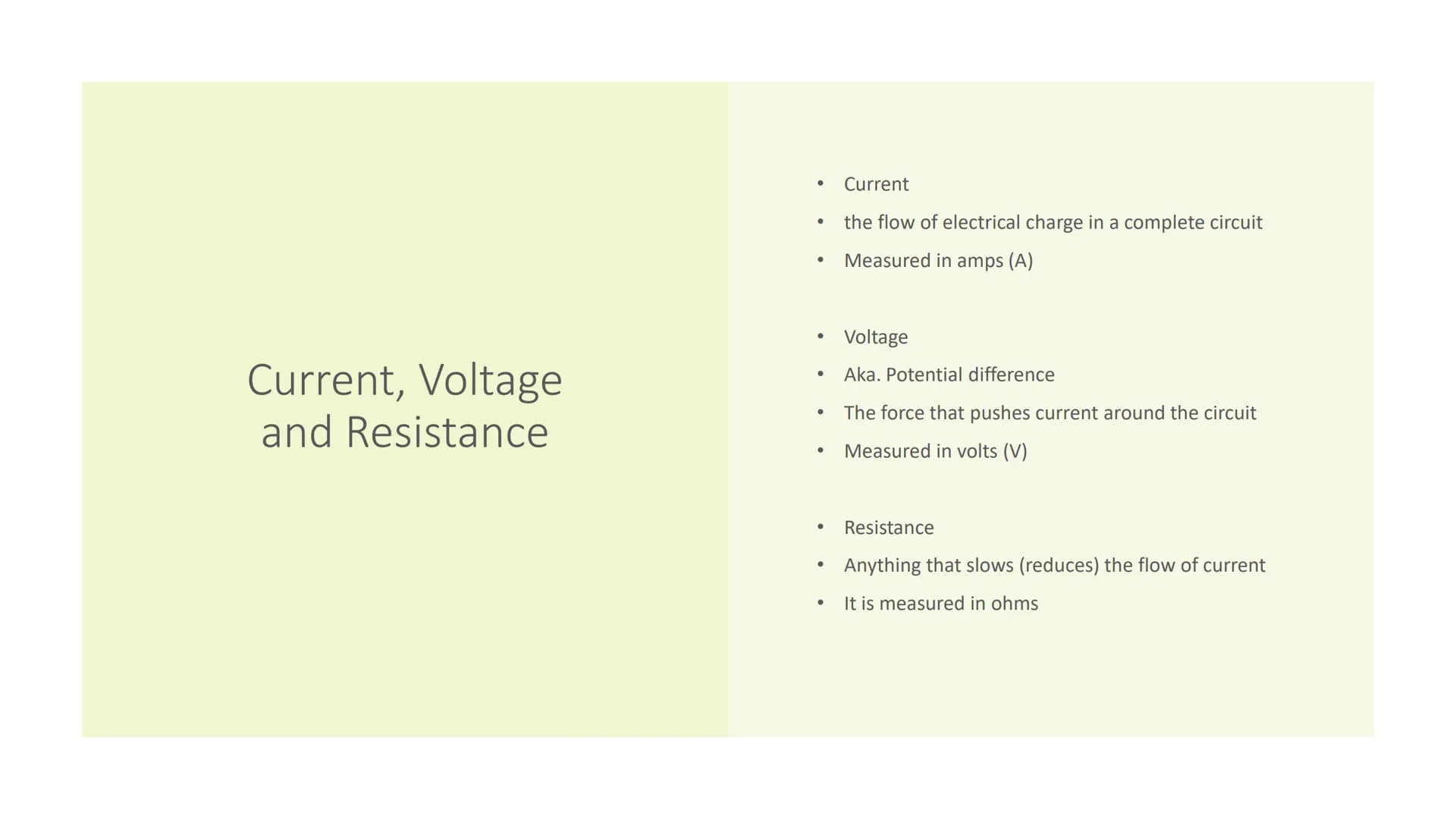 Series and Parallel
Circuits Current, Voltage
and Resistance
●
●
●
●
●
Current
the flow of electrical charge in a complete circuit
Measured 