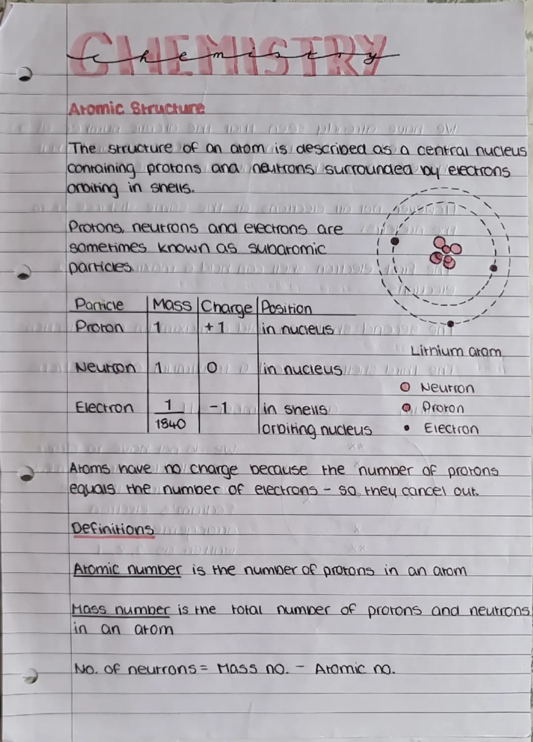 --- OCR Start ---
chemist
Atomic Structure
y
The structure of an atom is described as a central nucleus
containing protons and neutrons surr