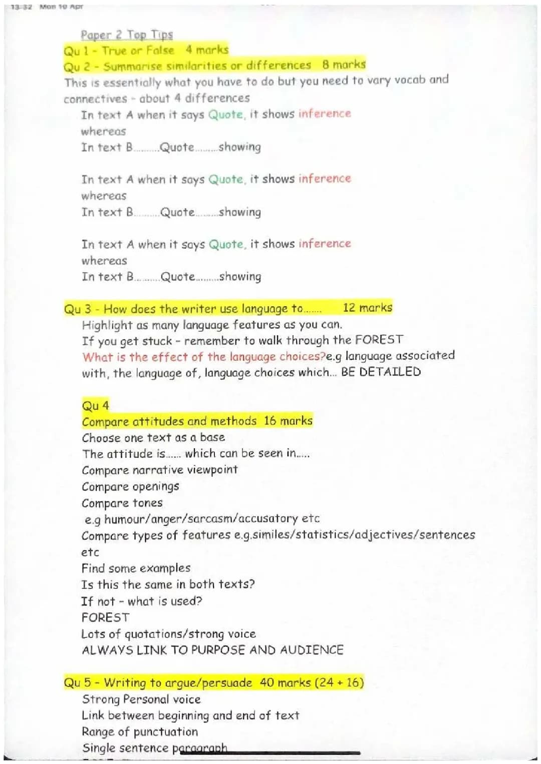 English Language- Paper 2