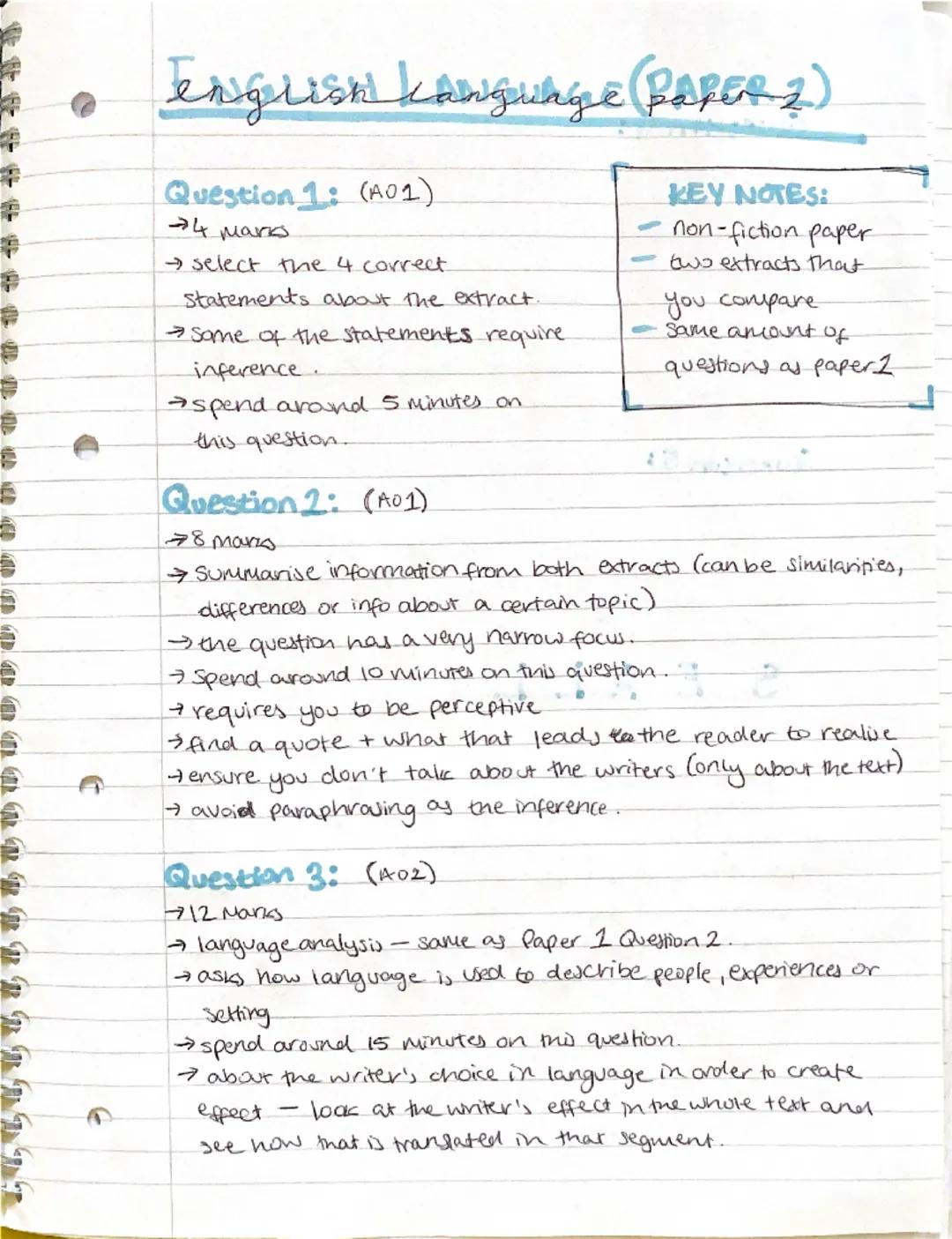 # English Language (Paper 2)

## Question 1: (AO1)

- 4 marks
- select the 4 correct
Statements about the extract.
- Some of the statements 