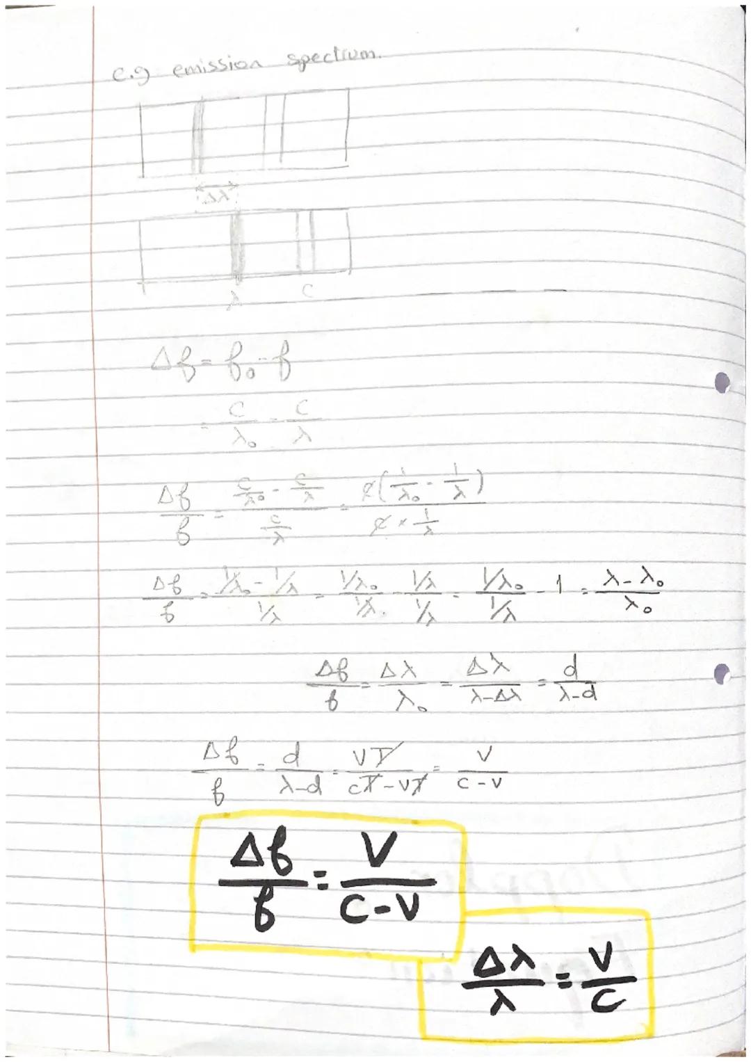 C
Doppler Effect:
Lo The
apparet change in Wavelength / frequency when
a wave source is moving racially relatively to the
observer.
Light
~
