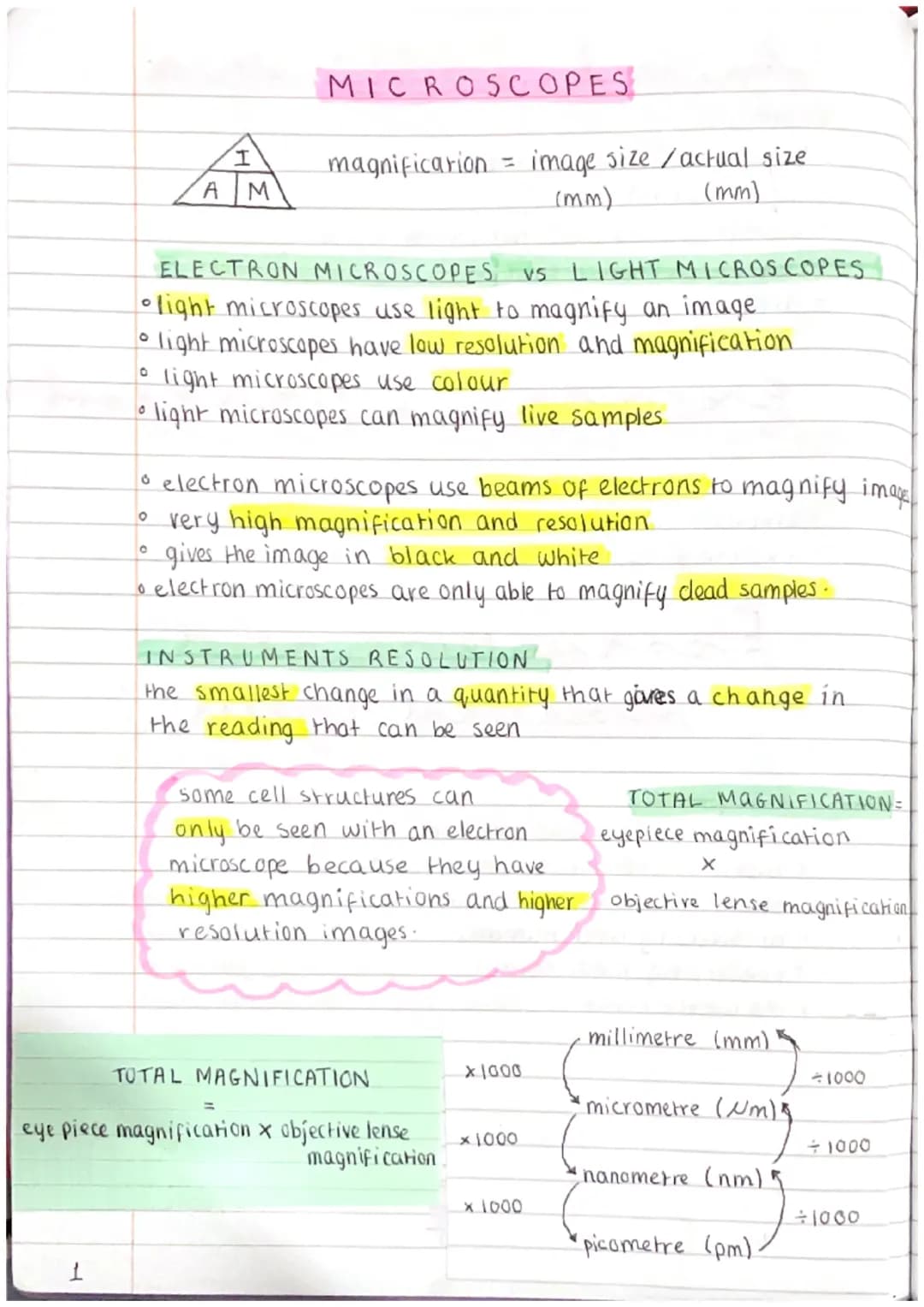 1
0
I
AM
O
MICROSCOPES
ELECTRON MICROSCOPES V5 LIGHT MICROSCOPES
•light microscopes use light to magnify an image.
light microscapes have lo