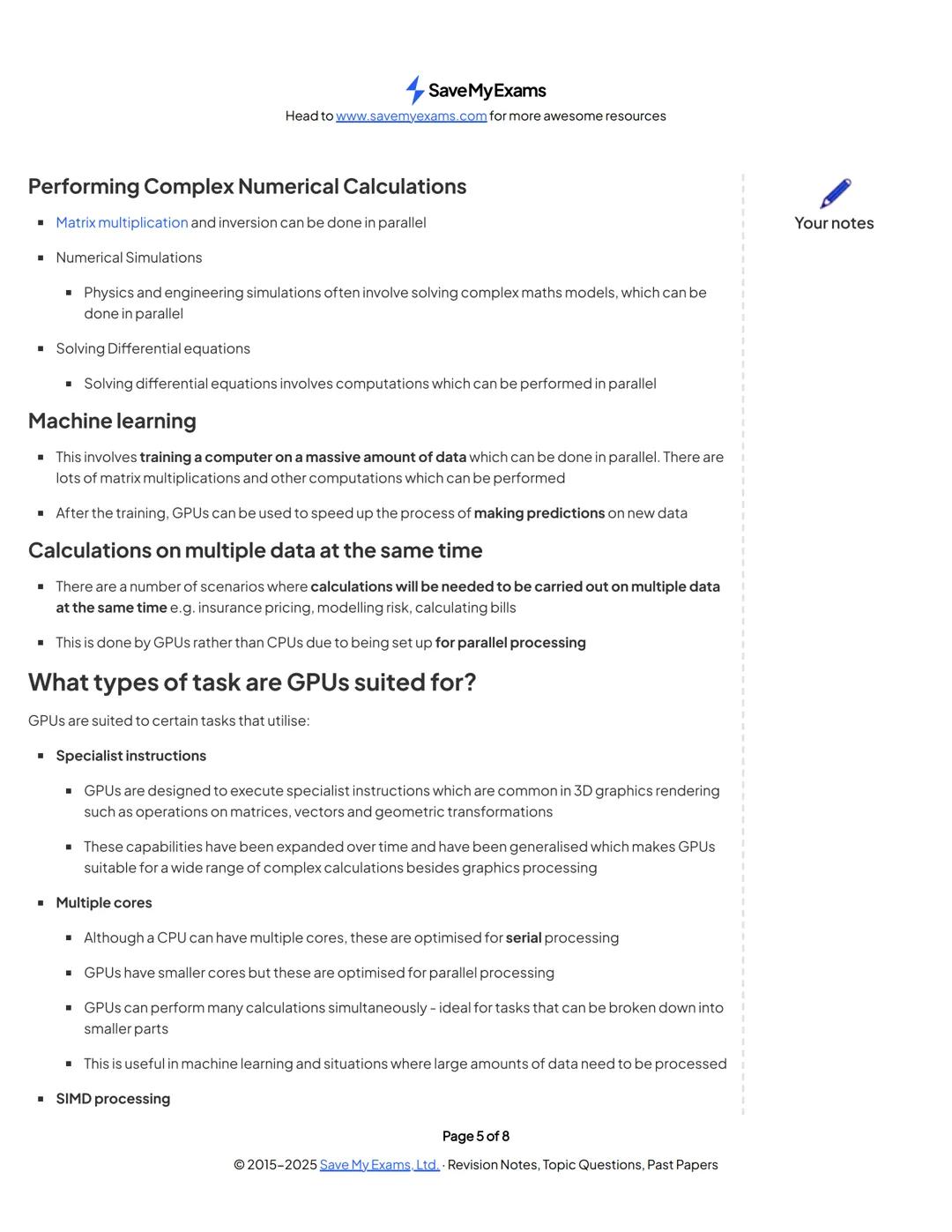 Save My Exams
Head to www.savemyexams.com for more awesome resources
OCR A Level Computer Science
Your notes
1.2 Types of Processor
Contents
