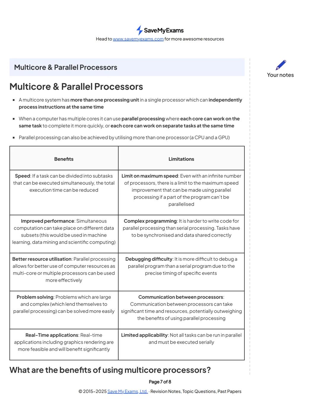 Save My Exams
Head to www.savemyexams.com for more awesome resources
OCR A Level Computer Science
Your notes
1.2 Types of Processor
Contents