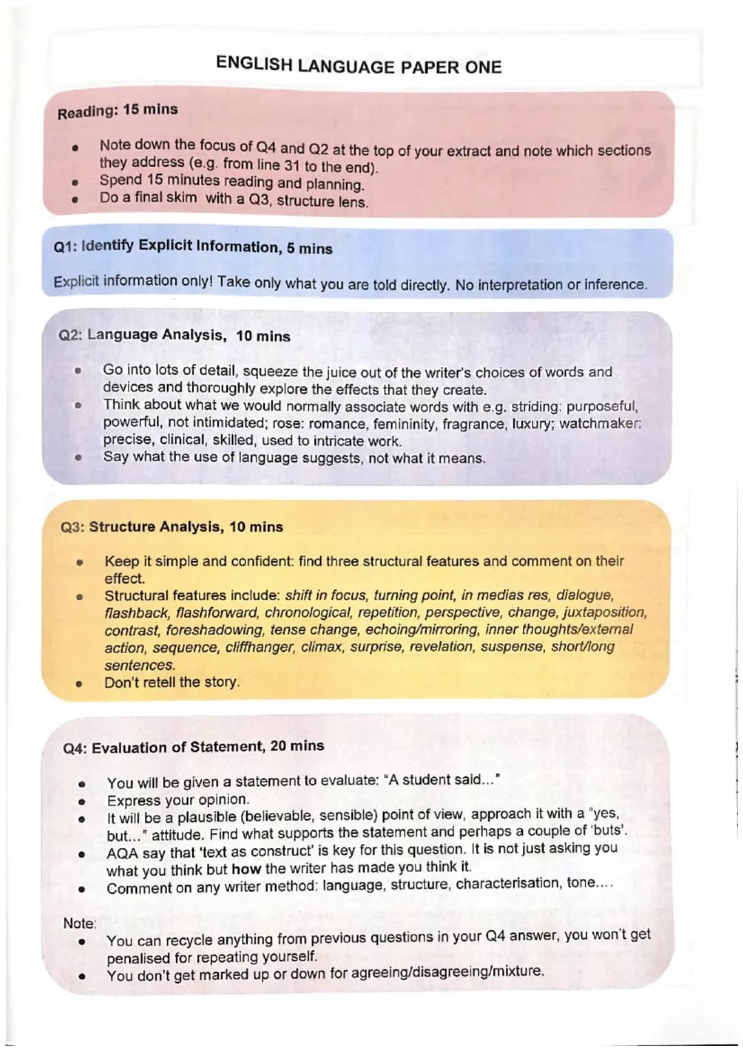 English language paper 1 