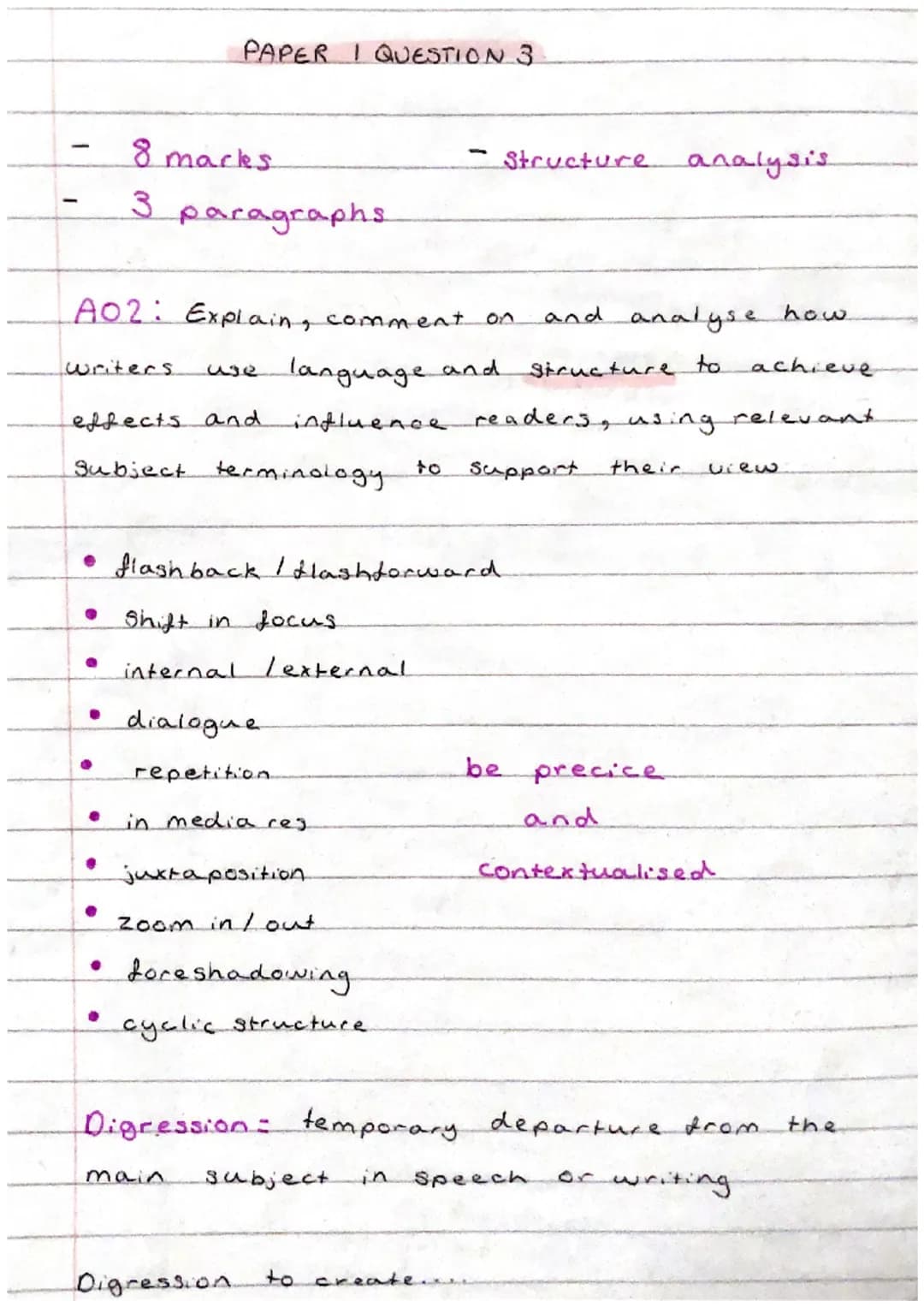 -
to
PAPER I QUESTION 2
8 marks
Spend 10 minutes.
AO2: Explain, comment on and analyse how writers use
language and Structure to
achieve EFF