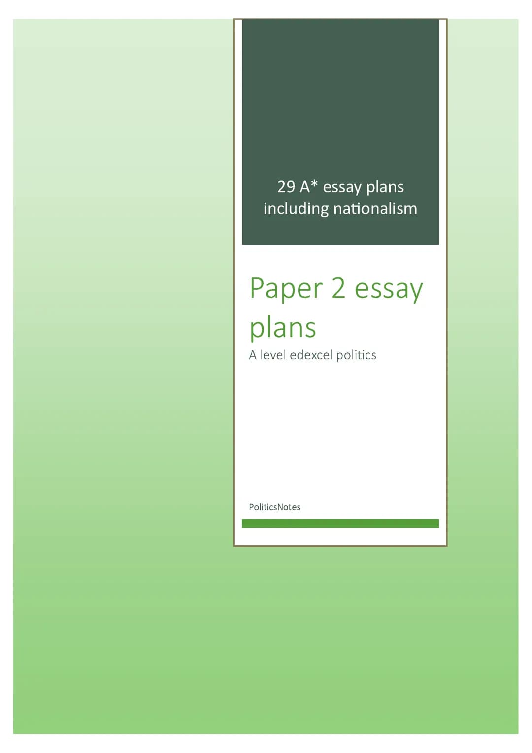 Paper 2 Politics essay plans and nationalisation essay plans