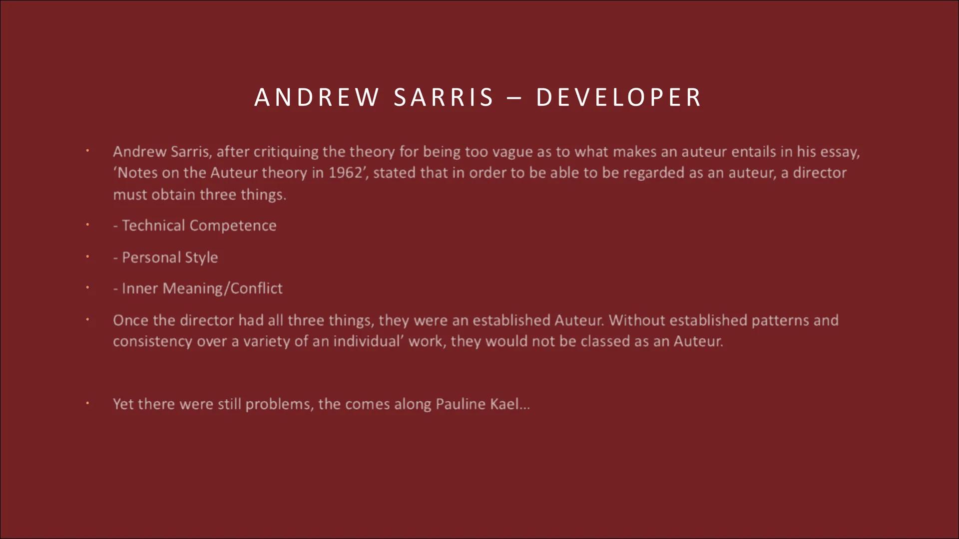 # AUTEUR THEORY

THE HISTORY AND DEVELOPMENT

Slides 1 to 16 # IN THE BEGINNING THERE WAS...

... nothing. Before of the existence of the Au