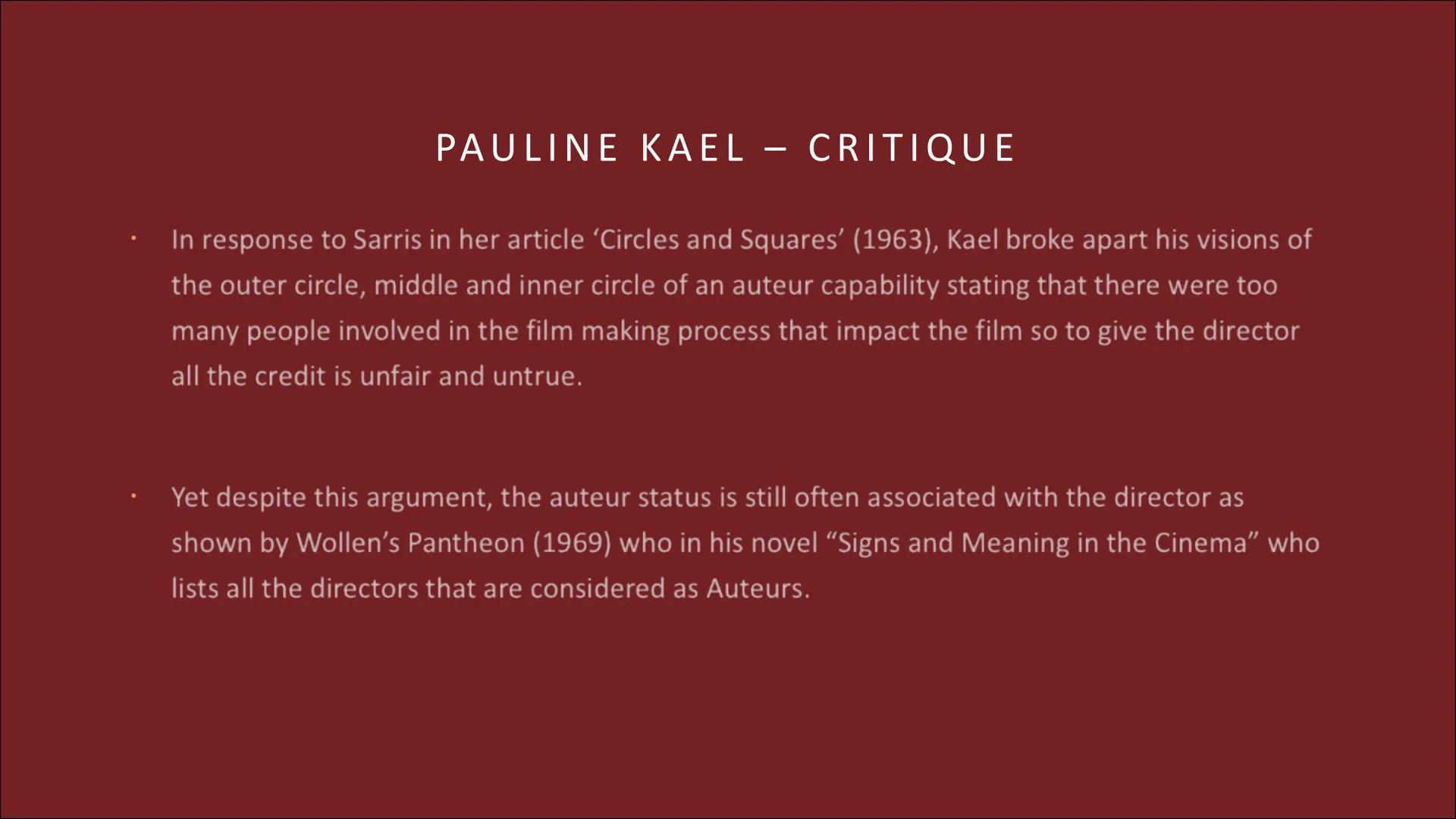# AUTEUR THEORY

THE HISTORY AND DEVELOPMENT

Slides 1 to 16 # IN THE BEGINNING THERE WAS...

... nothing. Before of the existence of the Au