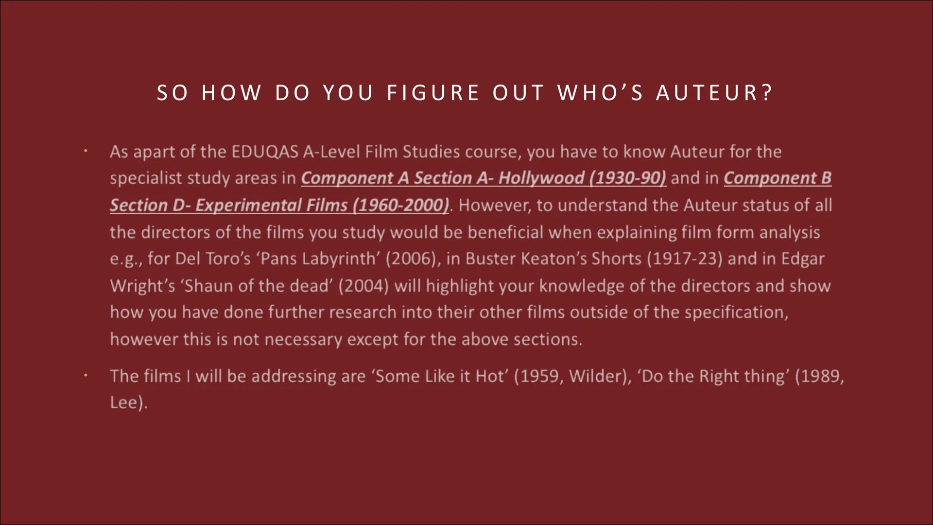 # AUTEUR THEORY

THE HISTORY AND DEVELOPMENT

Slides 1 to 16 # IN THE BEGINNING THERE WAS...

... nothing. Before of the existence of the Au