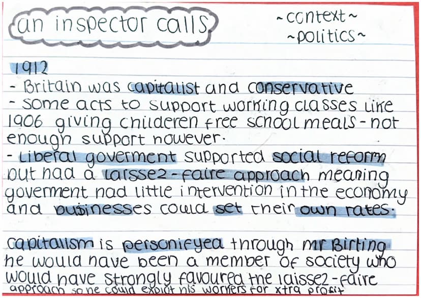 context
class system.
an inspector calls
1912
- rigid class system, those who belonged
to a class system were confined and
restricted by thi