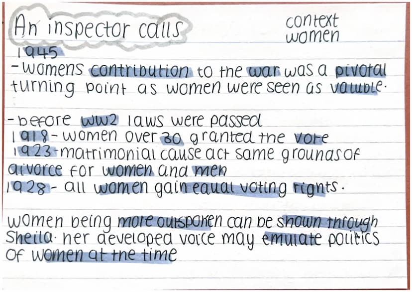 context
class system.
an inspector calls
1912
- rigid class system, those who belonged
to a class system were confined and
restricted by thi
