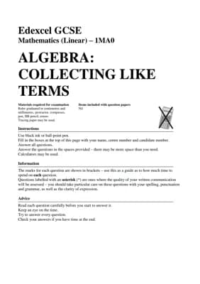 Know Simplify Algebraic Expressions collecting terms  thumbnail
