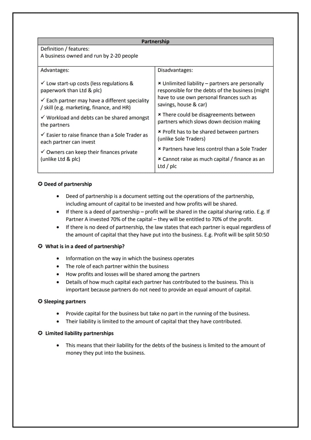 Paper 1 Revision
Section 1: Business activity
1.1 The role of business enterprise and entrepreneurship
1.2 Business planning
1.3 Business ow