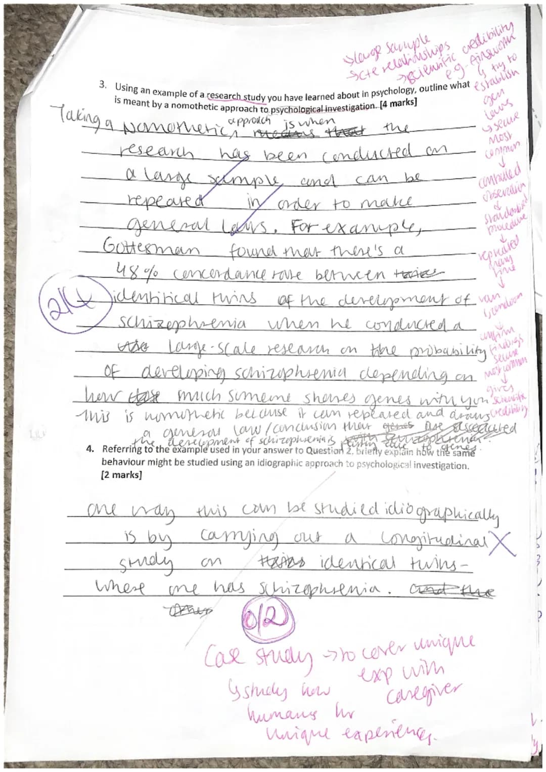 A-Level Psychology
Paper 3-issues and options in psychology
Time allowed: 1 hour
●
INSTRUCTIONS
Write your name clearly at the top of both b