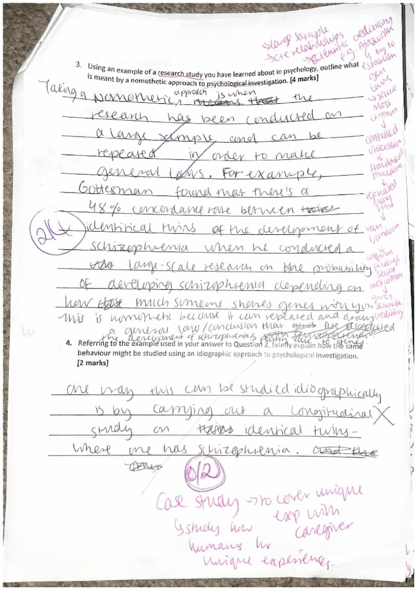 A-Level Psychology
Paper 3-issues and options in psychology
Time allowed: 1 hour
●
INSTRUCTIONS
Write your name clearly at the top of both b