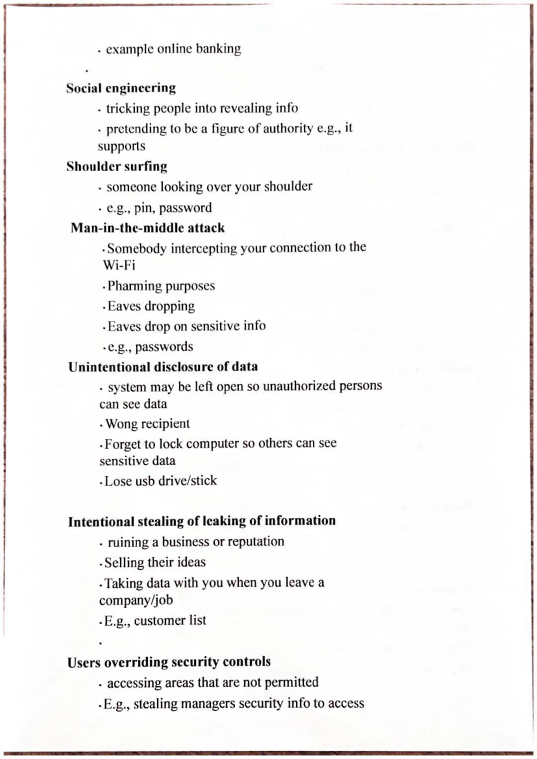 Policies
Signed by staff to say they have read and agree
Acceptable use policy
Disposal of old equipment
System security (removing data/soft