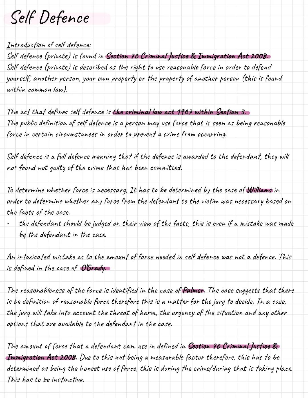 Applied Law - Self Defence 