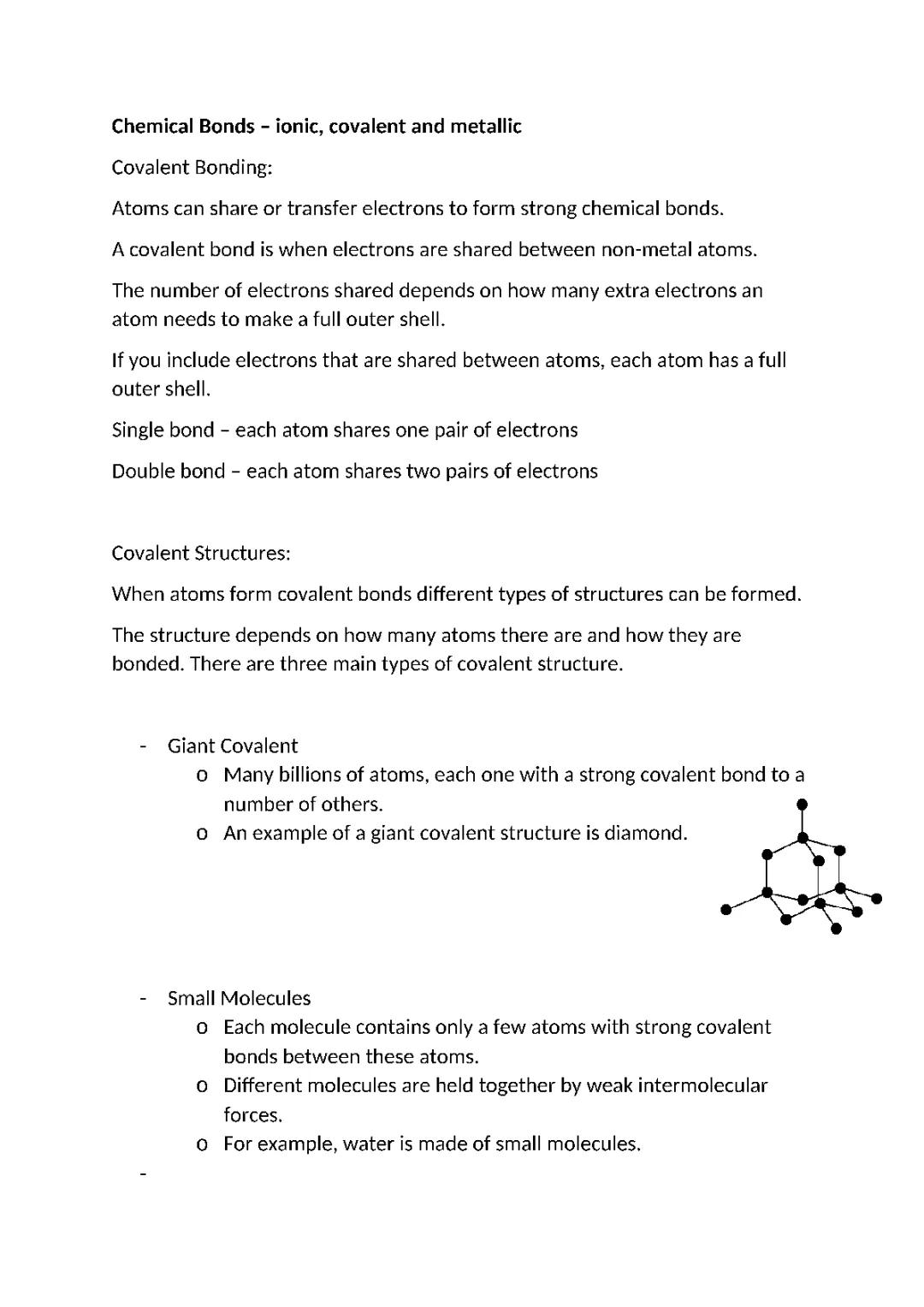 Chemical Bonding & Structures Notes