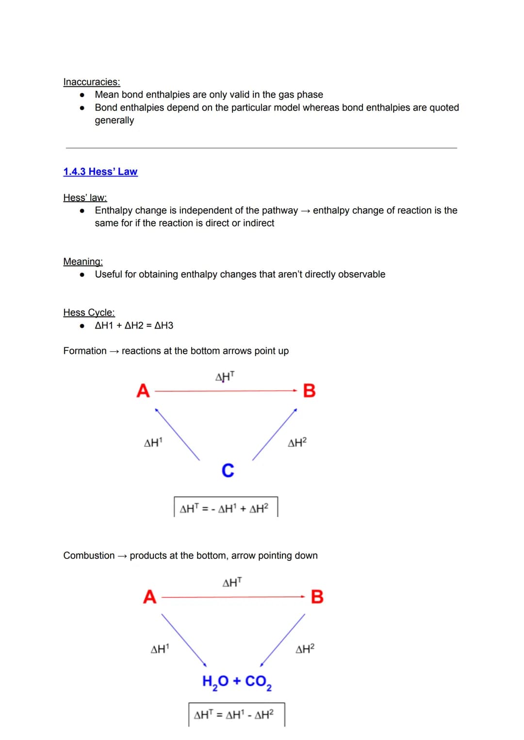 1.4.1 Enthalpy Changes
Enthalpy Change ⇒ a measure of heat given out or taken in during a reaction
Enthalpy vs Energy:
endo
energy
●
●
can't
