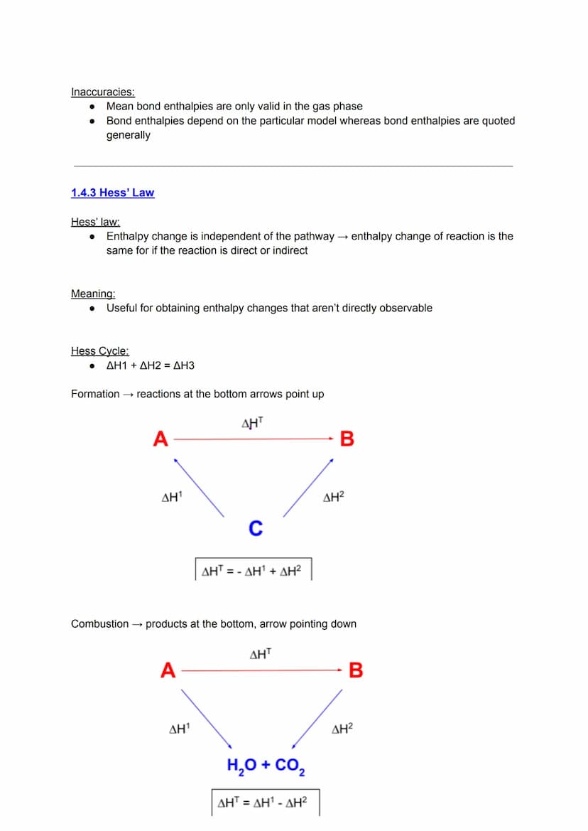 1.4.1 Enthalpy Changes
Enthalpy Change ⇒ a measure of heat given out or taken in during a reaction
Enthalpy vs Energy:
endo
energy
●
●
can't