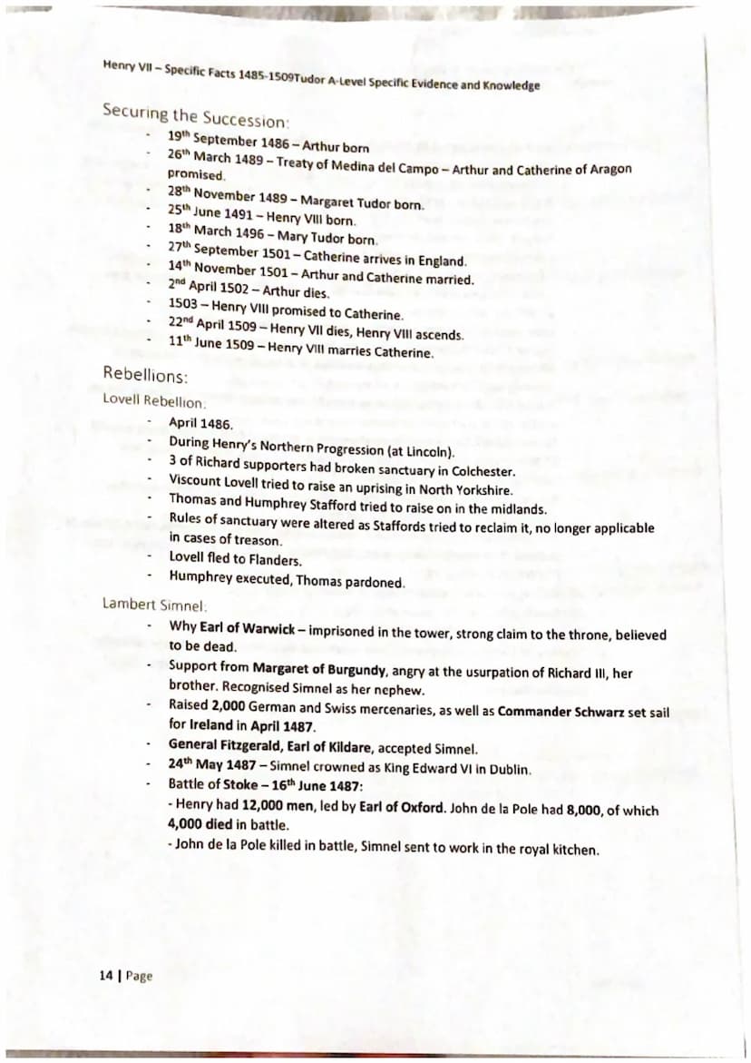 Henry VII - Specific Facts 1485-1509Tudor A-Level Specific Evidence and Knowledge
11 Page
Henry VII:
1485-1509 Henry VII-Specific Facts 1485
