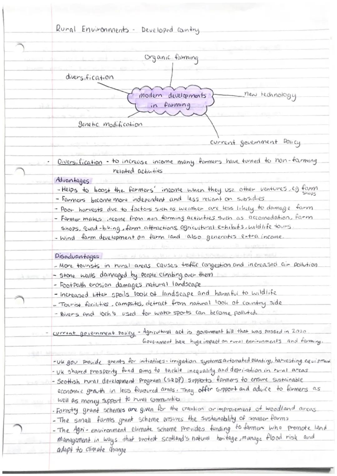 Rural Environments Developed country.
diversification
genetic modification.
Diversification
Organic farming
modern developments.
in farming
