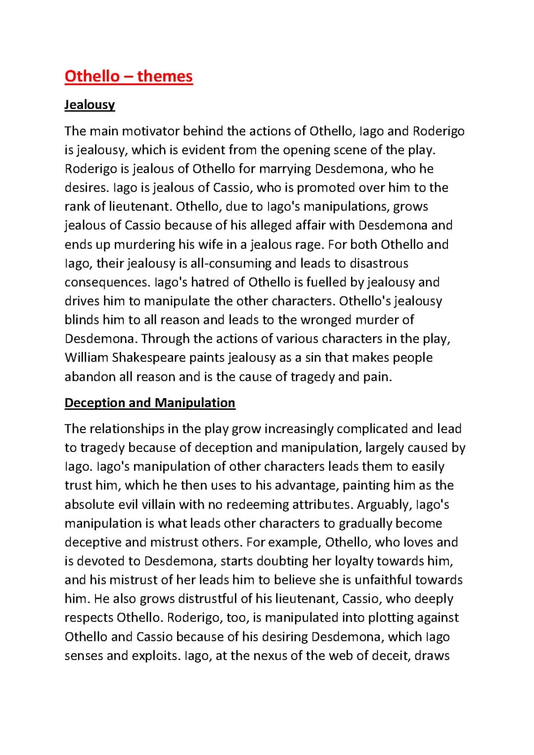 Othello's Cool Themes: Jealousy, Deception, and Love!