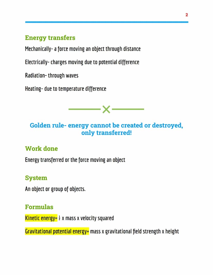 =
Energy
Physics Topic 1 - AQA combined science
Energy store
Kinetic energy-energy stored in a moving object.
Gravitational potential energy