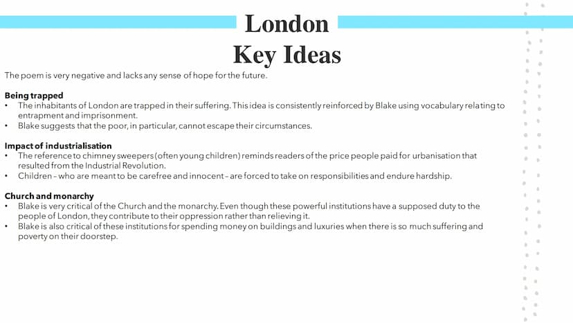 London
Poetry GCSEs London
William Blake's London describes a narrator's experience of walking through London. The poem was published as par