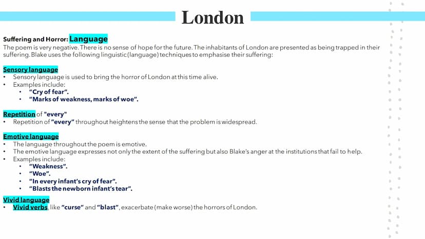 London
Poetry GCSEs London
William Blake's London describes a narrator's experience of walking through London. The poem was published as par