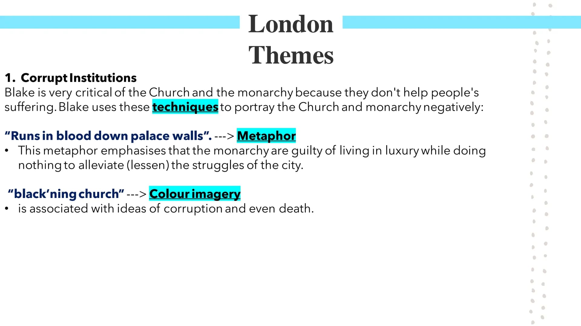 London
Poetry GCSEs London
William Blake's London describes a narrator's experience of walking through London. The poem was published as par