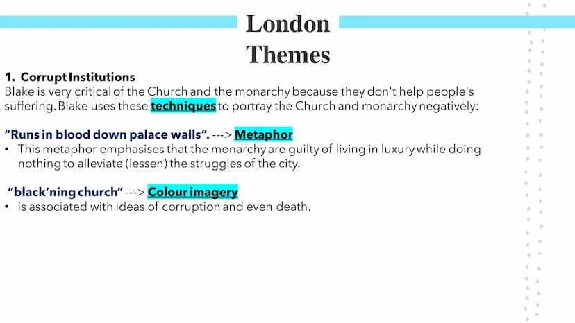 London
Poetry GCSEs London
William Blake's London describes a narrator's experience of walking through London. The poem was published as par