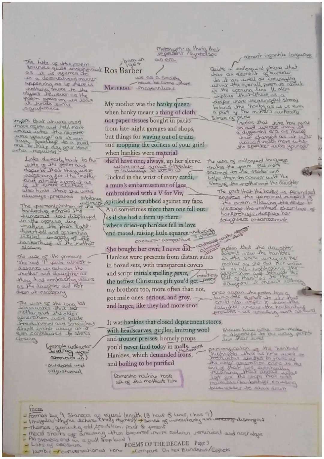 Material by Ros Barber Annotated